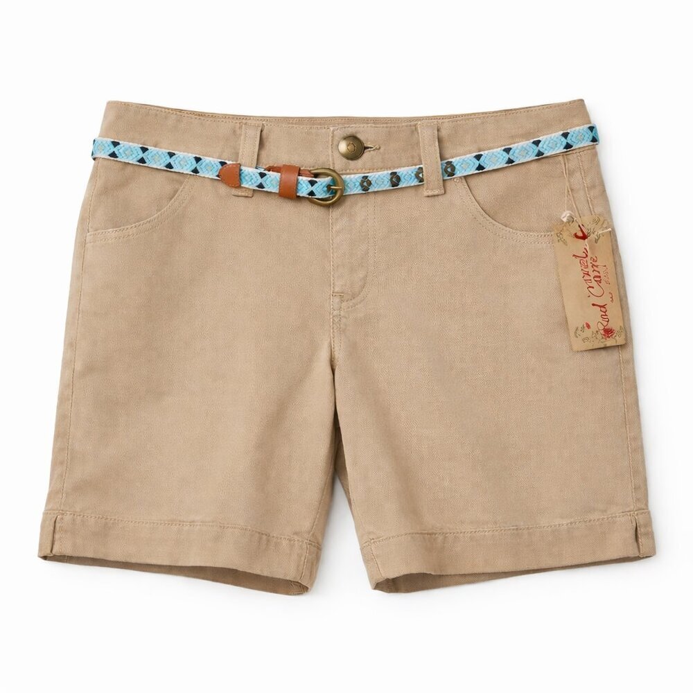 NWT RED CAMEL Khaki Belted Shorts (9” inseam) Junior Size 9